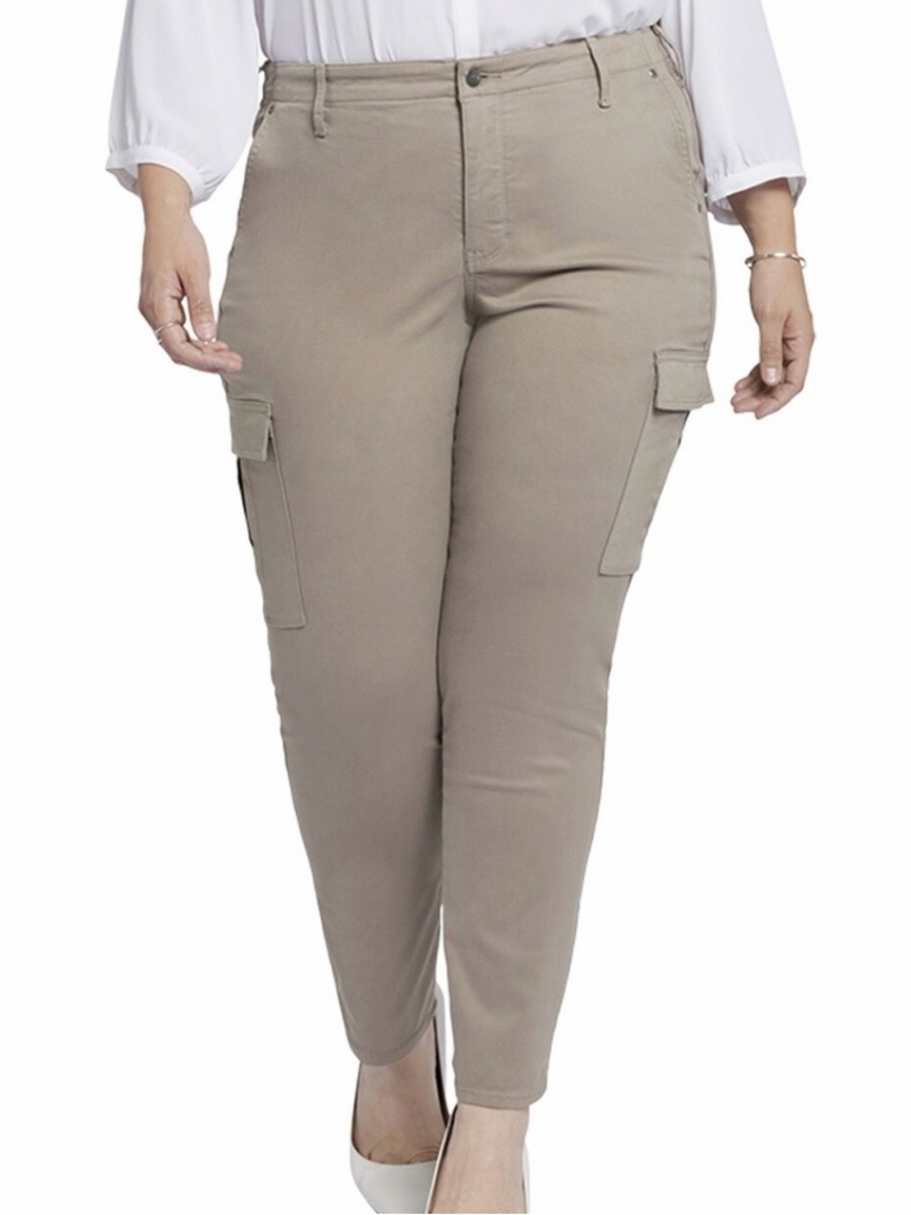 NWT NYDJ Sheri Slim Cargo Pants Saddlewood Lift Tuck Technology Size Size 28W